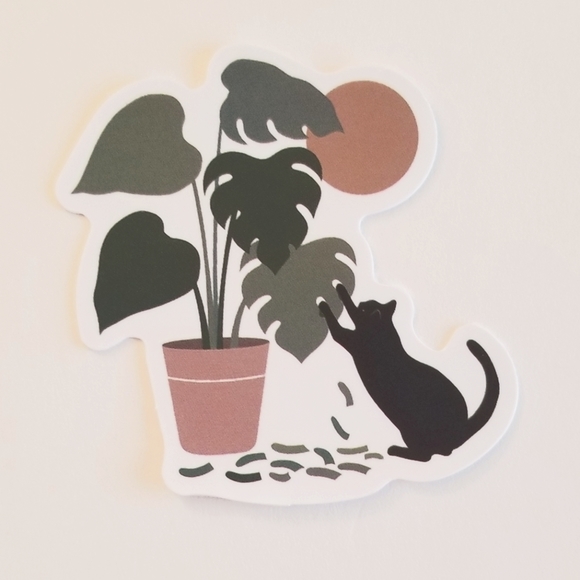 10/$10 Cat Scratching Plant Sticker - Picture 1 of 1